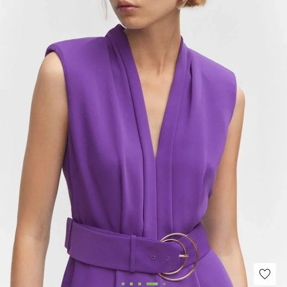 MANGO purple belted jumpsuit - Picture 3 of 4